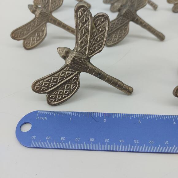 Dragonfly Napkin Rings Pewter? Silver Tone Garden Set of 8 - Picture 3 of 8